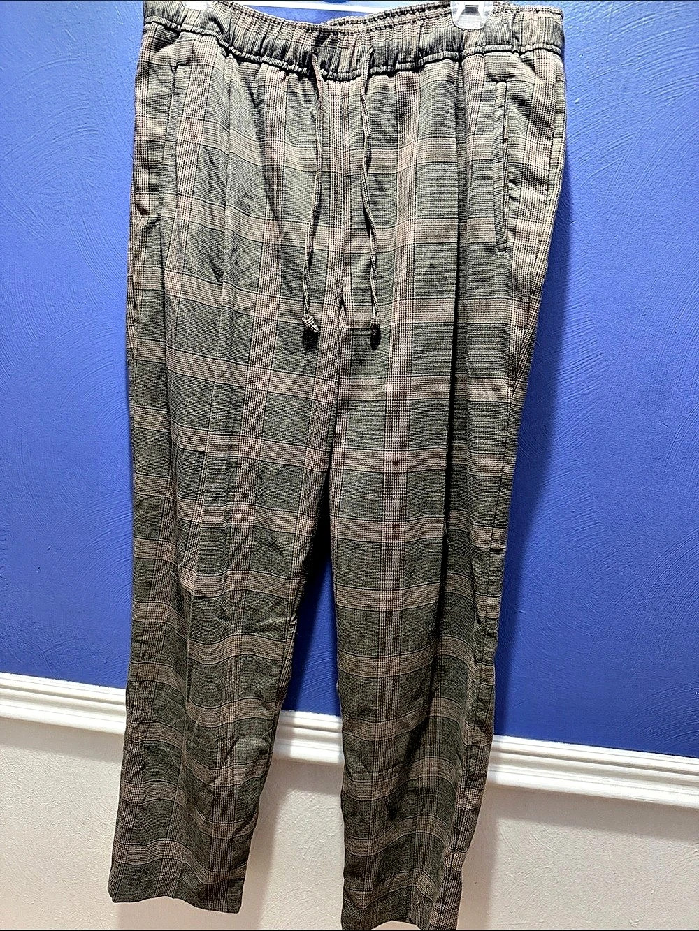 Old Navy Billie Straight Comfort Waistband Pants Plaid Brown & Black Large